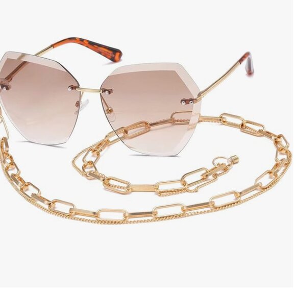 Oversized Rimless Diamond Cutting Sunglasses main image 4